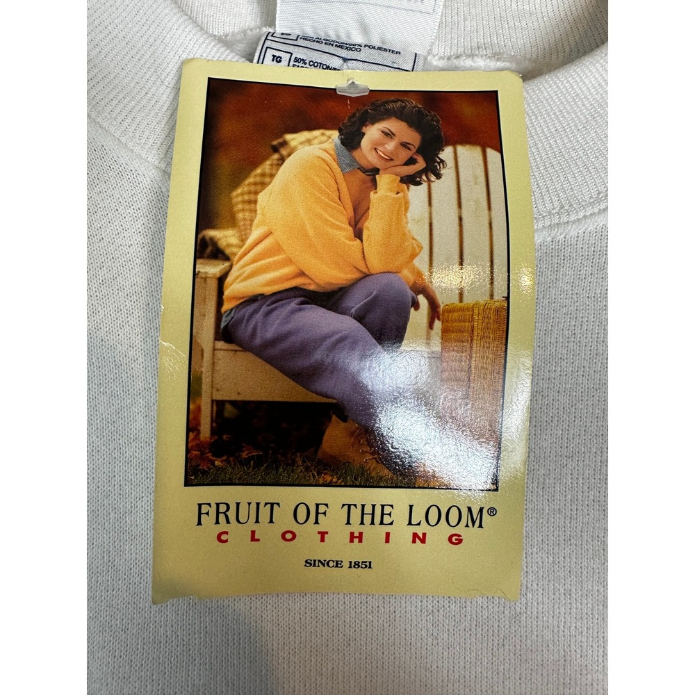 Vintage 1997 Deadstock Fruit of Loom Sweatshirt Womens XL White Raglan Crewneck - Picture 3 of 10
